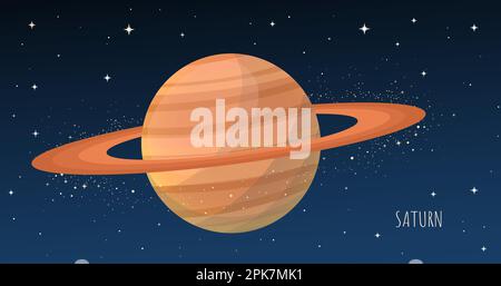 Saturn Planet mit Ringen. Planeten des Sonnensystems. Stock Vektor