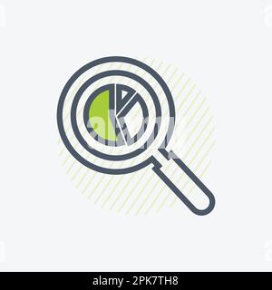 Liniensymbol für Business Data Analysis mit Vergrößerungsglas und Kreisdiagramm. Bearbeitbare Vektor-EPS-Symboldarstellung. Stock Vektor