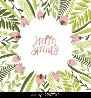 Quadratische Kunstvorlage mit Blumenelementen. Geeignet für Posts in sozialen Medien, mobile Anwendungen, Bannerdesign und Online-Werbung. Stock Vektor