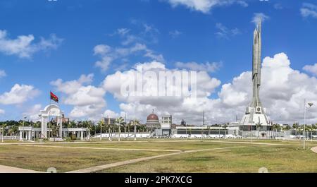 Luanda Angola - 03 24 2023 Uhr: Panoramablick von außen am Denkmal zu Ehren von Doktor António Agostinho Neto, erster Präsident Angolas und Befreier Stockfoto