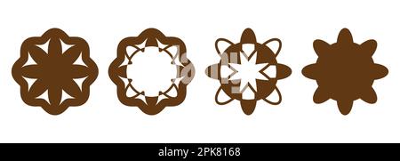 Blumensymbolen eignen sich perfekt für jedes Designprojekt. Das Set enthält verschiedene Blumen. Geometrische Formen mit Blumenelementen. Vector Illustrati Stock Vektor