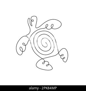 SCHILDKRÖTENKUNST. Vector-Meeresschildkröte. Vektor zum Zeichnen von durchgehenden Strichen zum Drucken von Sommerpostern, Karten, Aufkleber-Tattoo. Einzeilige Grafik. Eine Linie Von Hand Gezeichnet Stock Vektor