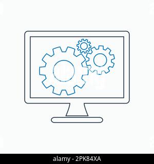 Symbol „Computerdienst“. EPS-Vektor für Linienart. Stock Vektor