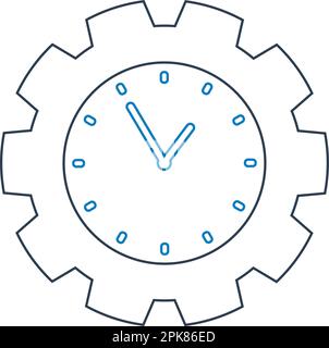 Zeitliniensymbol mit Uhr und Zahnradsymbol. Stock Vektor