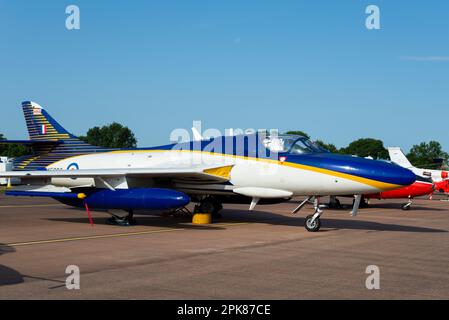 Hawker Hunter T72 klassisches Düsenflugzeug XE688 von Hawker Hunter Aviation, HHA, auf der Royal International Air Tattoo Airshow, RAF Fairford, Großbritannien. Stockfoto