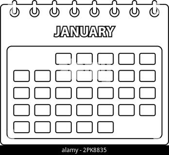 Liniensymbol für Januar-Kalender. Bearbeitbare Vektor-EPS Stock Vektor