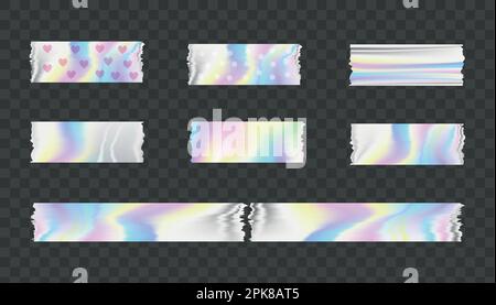 Holographisches Folienband mit Herz und Punkten Stock Vektor