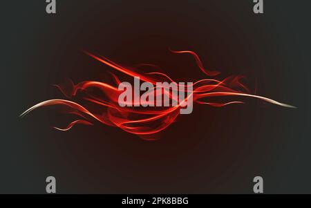 Rote, farbige und digitale Zeichnung auf transparentem Hintergrund für Skizzen, Design und farbenfrohe Streifen auf PNG-Textur. Strahlend abstraktes, kreatives Art Deco Stockfoto