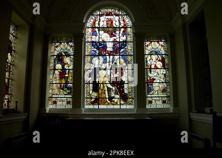 Ostfenster Buntglas, St. James Church, Walton, Warwickshire, England, Großbritannien Stockfoto