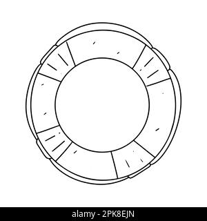 Rettungsboje im handgezeichneten Doodle-Stil. Vektordarstellung auf weiß isoliert. Ausmalseite Stock Vektor