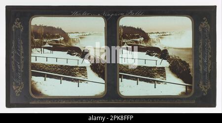 Winter Niagarafälle, allgemeiner Blick von der amerikanischen Seite 1856 von Frederic und William Langenheim Stockfoto