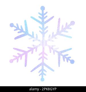 Schneeflocke im Doodle-Stil für Design mit Wintermotiv. Zeichnen Sie mit der Hand Schneeflocken, isoliert auf weißem Hintergrund. Schneeflockensymbol. Clipart-Hände zeichnen. Keine Bewegung Stock Vektor