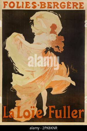 Altes Poster des Folies Bergère von Jules Chéret im Jahr 1893 mit Loie Fuller Stockfoto