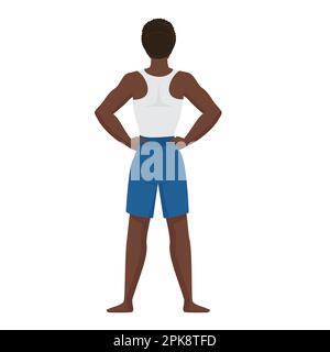 Rückansicht eines stehenden Sportlehrers. Sporttrainer in Stehposition, Trainer-Vektor-Zeichentrickfilm Stock Vektor