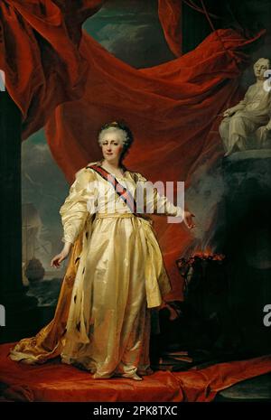 Portrait von Katharina II., der Legislatistin im Tempel, gewidmet der Göttin der Gerechtigkeit um 1793 von Dmitry Levitsky Stockfoto