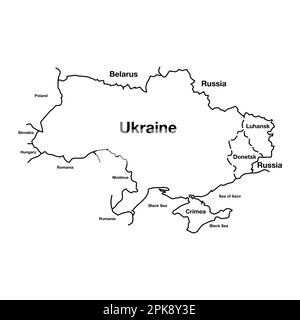 Übersichtskarte zu Konflikten zwischen Russland und der Ukraine. Bearbeitbare Vektor-EPS-Symboldarstellung. Stock Vektor