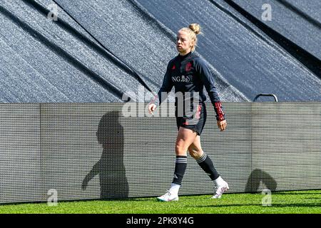 Elena Dhont zeigte sich am Donnerstag , dem 6 . April 2023 in Wiener Neustandt , in einer Schulung der belgischen Nationalmannschaft mit dem Titel "die roten Flammen » , vor ihrem Freundschaftsspiel gegen Österreich . FOTO SPORTPIX | STIJN AUDOOREN Kredit: Sportpix/Alamy Live News Stockfoto