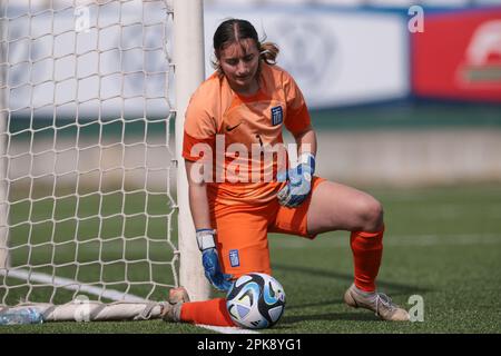 Vercelli, Italien, 5. April 2023. Angeliki Griva aus Griechenland während des UEFA-Meisterschaftsspiels U19 im Stadio Silvio Piola, Vercelli. Der Bildausdruck sollte lauten: Jonathan Moscrop/Sportimage Stockfoto