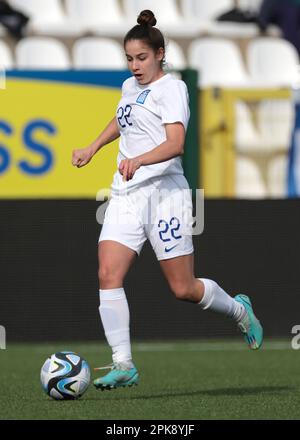 Vercelli, Italien, 5. April 2023. Georgia Chalatsogianni von Griechenland während des UEFA-Meisterschaftsspiels U19 im Stadio Silvio Piola, Vercelli. Der Bildausdruck sollte lauten: Jonathan Moscrop/Sportimage Stockfoto