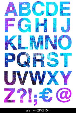 Farbiges Alphabet mit farbigen Buchstaben isoliert auf weißem Hintergrund Stockfoto