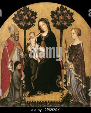 Mary fasziniert mit dem Kind, den Heiligen und einem Spender 1395 von Gentile da Fabriano Stockfoto