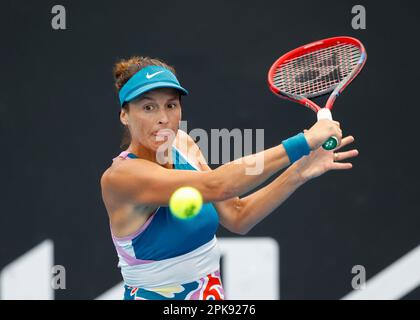 Tatjana Maria aus Deutschland in Aktion beim Australian Open 2023 Tennis Tournament, Melbourne Park, Melbourne, Victoria, Australien. Stockfoto