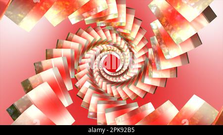 Neonlichter in digitalen Technologietunnel abstrahieren. Abstrakter ultravioletter Tunnel mit Neonstrahlen, leuchtenden Linien, Rundbogen, Schleifenbewegung von leuchtenden Neo Stockfoto