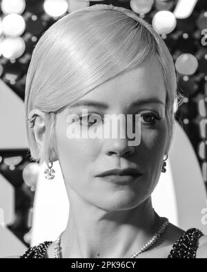 Lily Allen, Sängerin und Schauspielerin, bei der Dreamland Premiere, Nahaufnahme, Gesicht, London, Großbritannien Stockfoto