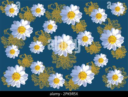 Nahtloses Muster mit Blumenmuster. Blütenvektordarstellung. Schönes Oberflächenmuster trendiger minimalistischer, romantischer Textilmodedruck. Feminin Elegant Stock Vektor