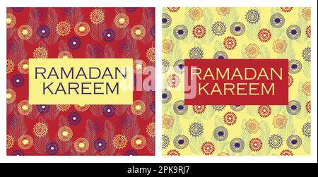 Abbildung Der Ramadan Kareem-Karte. Afrikanische Stammeskunst und Federn. Ethnischer Hintergrund Stock Vektor