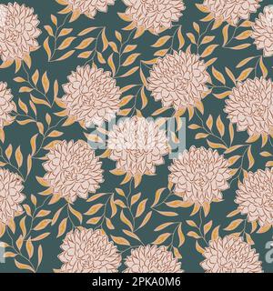 Nahtloses Muster mit Blumenmuster. Blütenvektordarstellung. Schönes Oberflächenmuster trendiger minimalistischer, romantischer Textilmodedruck. Feminin Elegant Stock Vektor