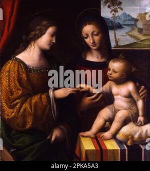 Die mystische Heirat der Heiligen Katharina um 1520 von Bernardino Luini Stockfoto