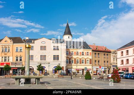 Prerov (Prerau), T. G. Masaryk Square, Prerov Castle in Olomoucky, Olmützer Region, Tschechien Stockfoto