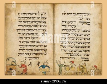 The Birds' Head Haggadah, ca. 1300 von Menahem Stockfoto