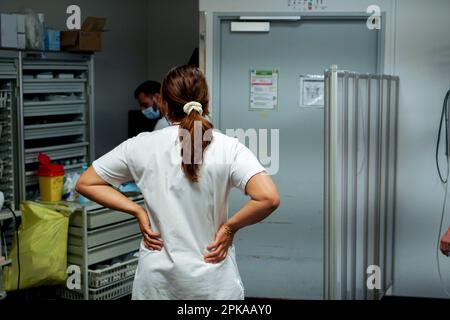 Orientierungsraum für Notfälle in einem Universitätsklinikum. Stockfoto