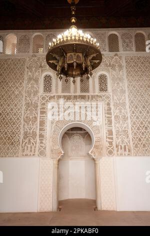 Marokko, Marrakesch, Madersa Ben Youssef Madrasa, schöne Architektur Stockfoto