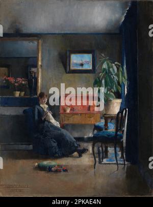 Blue Interior 1883 von Harriet Backer Stockfoto