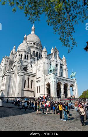 Berühmte ikonische Basilika des Heiligen Herzens in Paris, Frankreich Stockfoto