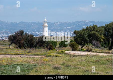 Paphos, Paphos-Viertel, Zypern - 23. März 2023 - Landschaftsblick über die historische Stätte von Nea paphos Stockfoto