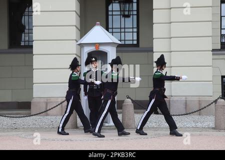 Oslo, Norwegen, Königliches Schloss, Wachablösung Stockfoto