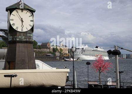 Oslo, Norwegen, Akershus Festning, Historische Uhr Stockfoto