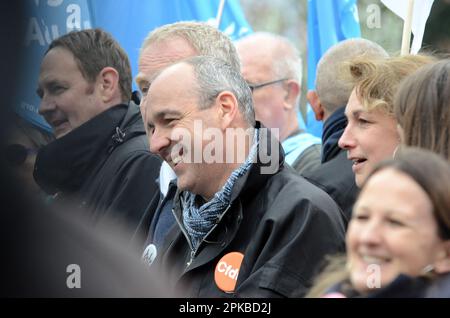 11ème journée de mobilisation contre la réforme des retraites, les syndicats toujours unis malgré l'arrivée à la tête de la CGT de Sophie Binet Stockfoto