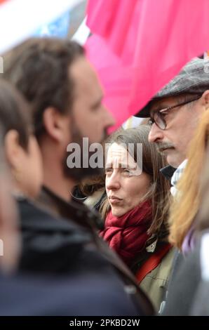 11ème journée de mobilisation contre la réforme des retraites, les syndicats toujours unis malgré l'arrivée à la tête de la CGT de Sophie Binet Stockfoto