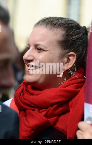 11ème journée de mobilisation contre la réforme des retraites, les syndicats toujours unis malgré l'arrivée à la tête de la CGT de Sophie Binet Stockfoto