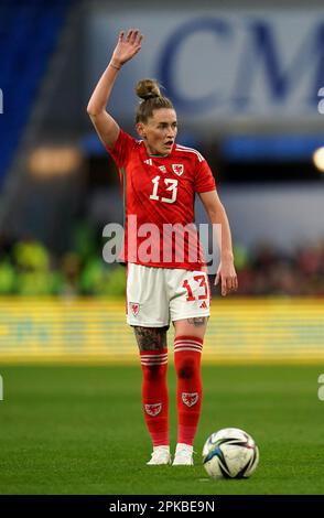 Rachel Rowe von Wales während der Women's International Friendly im Cardiff City Stadium, Wales. Foto: Donnerstag, 6. April 2023. Stockfoto