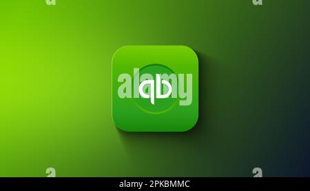 Agadir, Marokko - April 2023: QuickBooks Accounting-Logo im abgestuften Hintergrund Stockfoto