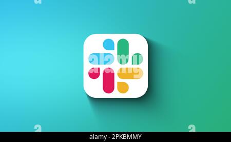 Agadir, Marokko - April 2023: Slack Logo in einem abgestuften Hintergrund Stockfoto