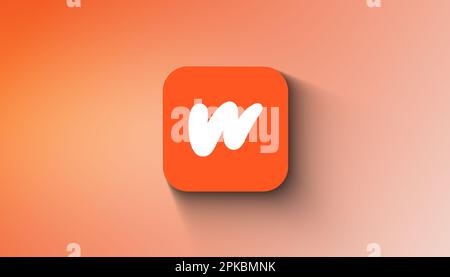 Agadir, Marokko - April 2023: Wattpad-Logo im abgestuften Hintergrund Stockfoto