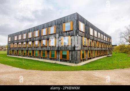 Cowan Court im Moller Institute auf dem Gelände des Churchill College, Teil der University of Cambridge, Ostengland Stockfoto