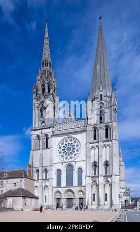 Westeingang Fassade, Chartres Kathedrale, Frankreich Stockfoto